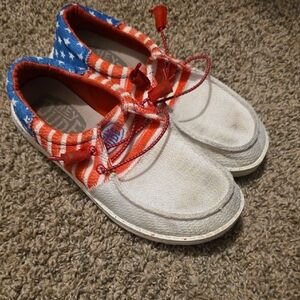 Hey Dude Kids Moccasins in Red, White, and Blue